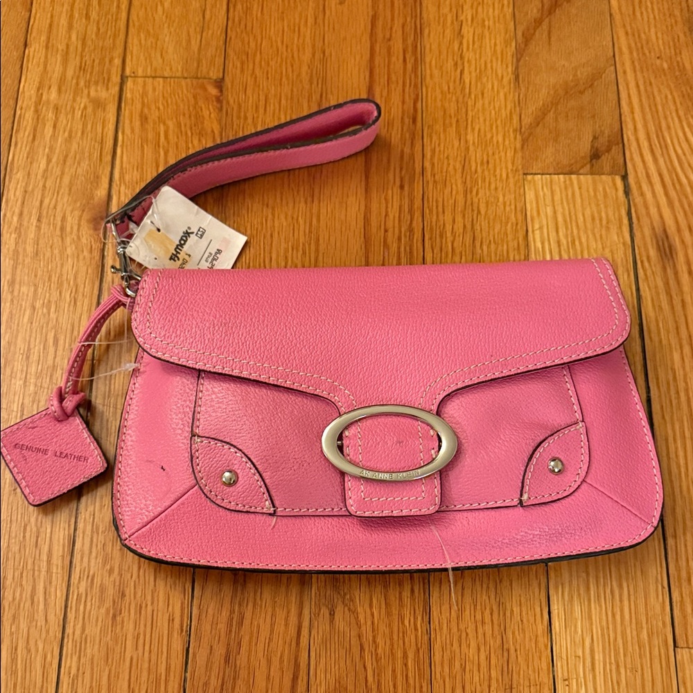 Anne Klein Pink Leather Wristlet Clutch - As Is